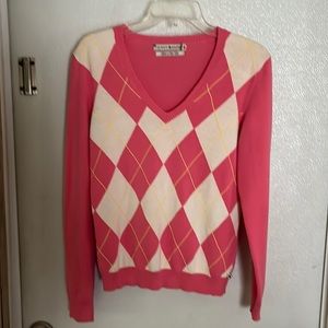 Authentic Tommy Hilfiger pink argyle sweater size M